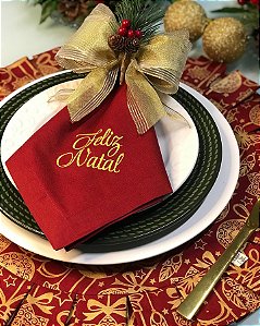 KIT 02 LUGARES-Natal vermelho (bordado)