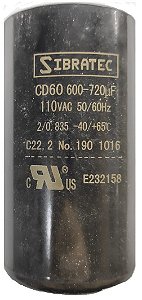 Capacitor Eletrolítico de Partida 110V 600 - 720UF SIBRATEC 8675