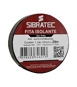 FITA ISOLANTE PRETA 19MM X 20MT SIBRATEC