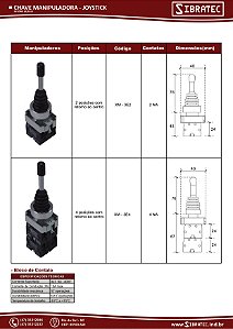 MANIPULADOR JOYSTICK XM 3E2 2 POSICOES RETORNO 22MM SIBRATEC