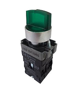 Chave Seletora Iluminada Metálica XB2-BK3365 3 Posições Verde 220Vca