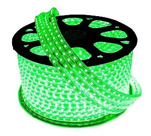 MANGUEIRA LED REDONDA 11mm VERDE 100MT 220V