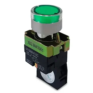 BOTAO PULSO ILUMINADO METAL BW3361 24VCC/VCA VD 1NA SIBRATEC