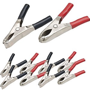 GARRA JACARÉ 20A 73MM PRETO E VERMELHO COM 10 UNIDADES