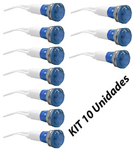 KIT 10 SINALEIRO 9MM OLHO  BOI 220V AZUL LUKMA