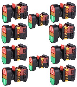 KIT 10 BOTAO DUPLO LK2 APBB 1NA 1NF COM ILUMINACAO 220V LUKMA