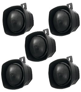 KIT 5 SIRENE PIEZO BIT 12V PRETA PT