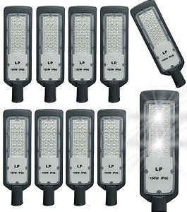 KIT 10 LUMINARIA PUBLICA 100W LED IP66
