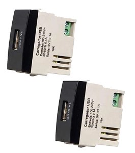 KIT 2 MODULO CARREGADOR USB 2A BIVOLT EBONY MARGIRIUS