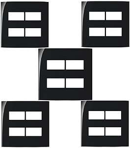 KIT5 PLACA 4X4 4 POSTOS SEPARADO C/ SUPORTE EBONY CLEAN MARGIRIUS