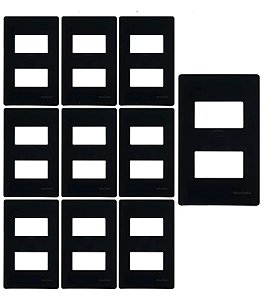 KIT10 PLACA 4X2 2 POSTOS SEPARADO C/ SUPORTE EBONY CLEAN MARGIRIUS