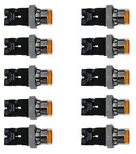KIT 10 BOTAO PULSADOR  LK2-BW3561 AMARELO LUM 220V 1NA LUKMA