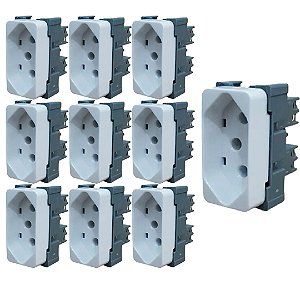 KIT 10 MODULO TOMADA 2P T 10A-250V BR B3 MARGIRIUS