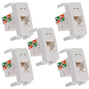 KIT 5 MODULO TOMADA INFORMATICA RJ45 CAT5E BR B3 - MARGIURUS