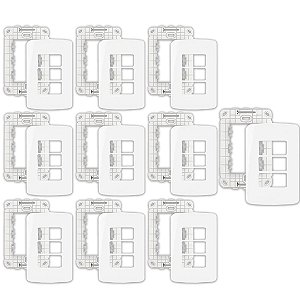 KIT 10 PLACA 4X2 3 POSTOS HORIZ BR COM SUPORTE B3 -MARGIRUS