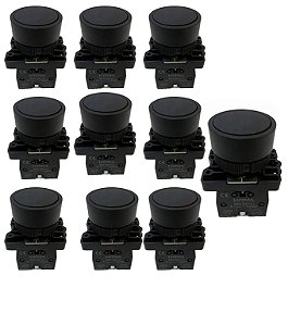 KIT 10 BOTÃO PULSO PLASTICO  LK2-EA21 (PRETO) 1NA LUKMA