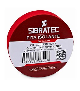 FITA ISOLANTE VERMELHO 19MM X 20MTSIBRATEC