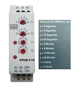 RELE TEMPO CICLICO MULT DTCM 1/10 110 220VCA PST DIGIMEC