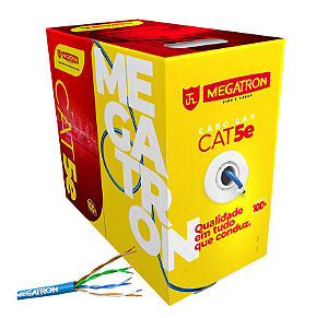 CABO LAN REDE CAT5E 100% COBRE AZUL ANATEL 305 MT MEGATRON