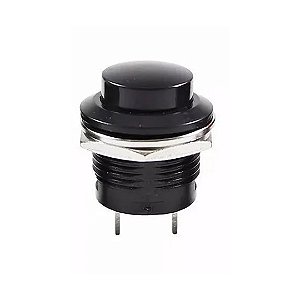 CHAVE PUSH BUTTON 2 POLOS METALICA 13MM PRETA 3A 125V