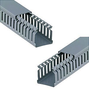 Kit 2 Canaleta Aberta Painel Elétrico Fio Cinza 20x20x2000mm