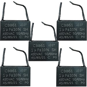 KIT 05 CAPACITOR POLIPROPILENO 1X450V - QUADRADO CBB61