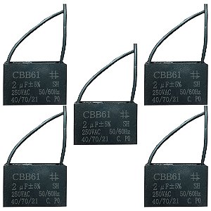 KIT 05 CAPACITOR POLIPROPILENO 2X250V - QUADRADO CBB61