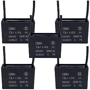 KIT 05 CAPACITOR POLIPROPILENO 1,5X450V QUADRADO CBB61