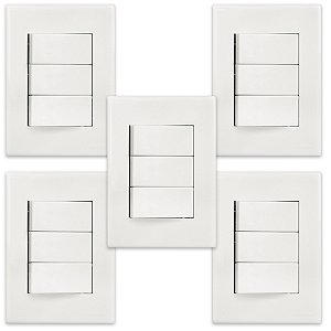 5 CONJUNTOS 3 INTER SIMPLES 10A-250V 4X2 BR SLEEK MARGIRIUS