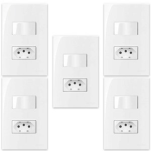 5 CONJUNTO TOMADA 2P T 10A INTERRUP SIMPLES SLEEK MARGIRIUS