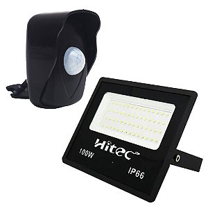 KIT SENSOR DE PRESENCA 180°QA26M  EXTERNA PT + REFLETOR 100W