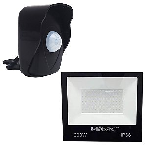 KIT SENSOR DE PRESENCA 180°QA26M  EXTERNA PT + REFLETOR 200W