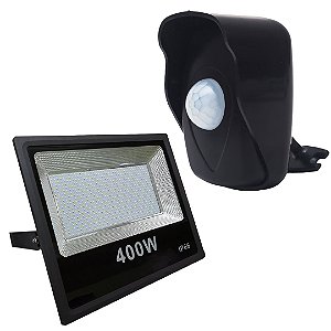 KIT SENSOR DE PRESENCA 180°QA26M  EXTERNA PT + REFLETOR 400W