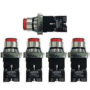 KIT 5 BOTAO PULSADOR METAL LK2BW3462 LUMIN 220V VM 1NF LUKMA
