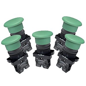 KIT 5 BOTÃO EMERG PLAST LK2-EC31 SEM TRAVA VD 1NA LUKMA