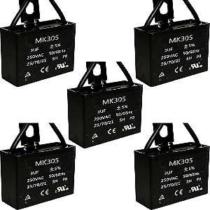 KIT 5 CAPACITOR POLIPROPILENO 3X250V - QUADRADO MK305