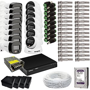 KIT 16 CÂMERAS FULLHD COLOR 1080P DVR INTELBRAS MHDX 1316