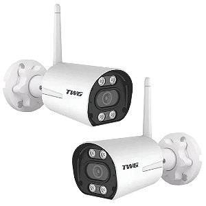 KIT 2 CAMERA BULLET IP WI FI 1080P DUAL LED 9520 CARTAO TWG