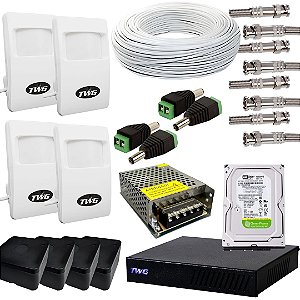KIT ESPIÃ DVR 4 CANAIS + 4 CÂMERAS + 100MT CABO FULL HD TWG