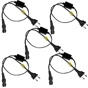 KIT 05 RABICHO MANGUEIRA REDONDA LED PRETO BIVOLT