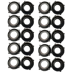 KIT 10 ARRUELA / BUCHA PVC 2´´ 1.1/4" PRETO