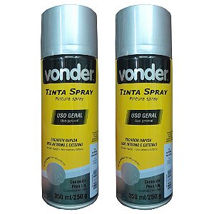 KIT 02 TINTA SPRAY ALUMINIO BRILHANTE 350ML VONDER