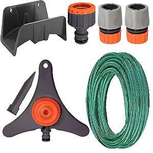 KIT IRRIGAÇÃO ASPERSOR ESTATICO + MANGUEIRA + ACESSÓRIOS