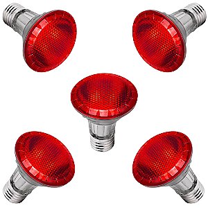 KIT 5 LÂMPADAS HALÓGENAS PAR20 VERMELHA 220V AVANT