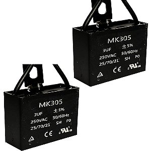 KIT 2 CAPACITOR POLIPROPILENO 3X250V - QUADRADO MK305