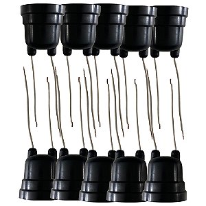 KIT 10 SOQUETE C/ RABICHO E-27 PRETO