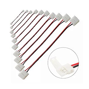 KIT 10 EMENDA JUMPER CONECTOR 2 VIAS FITA LED 10MM SMD5050