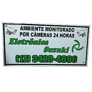 PLACA ALERTA ALUMINIO P/CAMERA 3 RELEVO 200X100