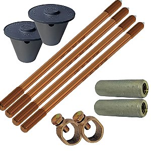 KIT 04 HAST ALTA CAMADA ATERRAMENTO 5/8 PROLONG + 2LUVA+2GRAMP+2CAIXA