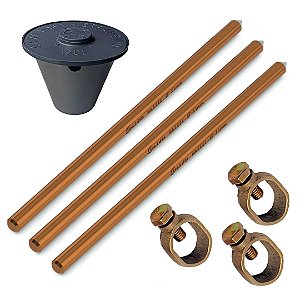 KIT 03 HAST ALTA CAMADA ATERRA 5/8 14,3MMX2,4M+03 GRAMP+CAIXA